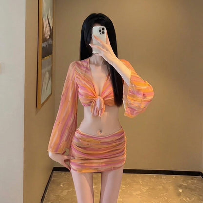4-in-1 Sunset Stripe Bikini Set - K-Fashion 🇰🇷