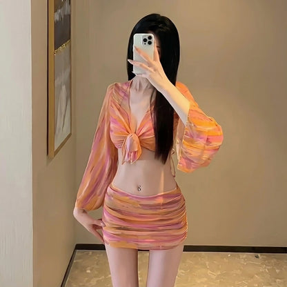 4-in-1 Sunset Stripe Bikini Set - K-Fashion 🇰🇷