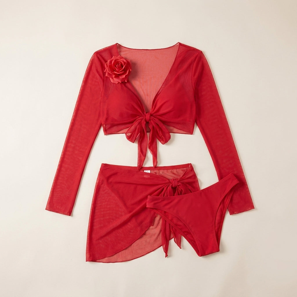 4-in-1 Sunset Stripe Bikini Set - K-Fashion 🇰🇷