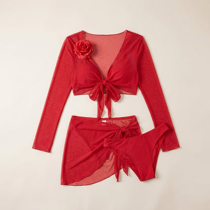 4-in-1 Sunset Stripe Bikini Set - K-Fashion 🇰🇷