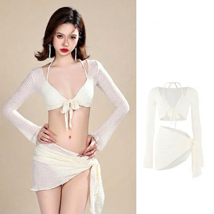 4-in-1 White Knit Bikini Set — K-Fashion 🇰🇷