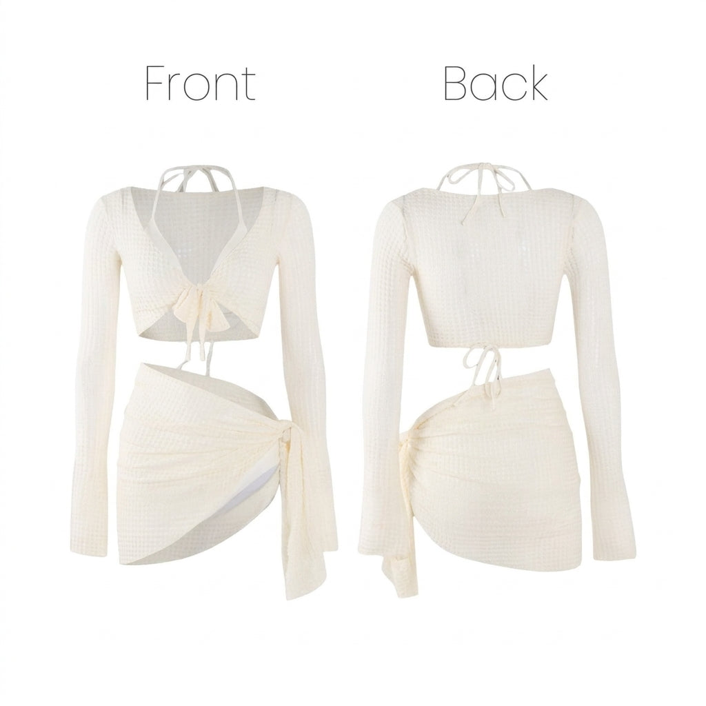 4-in-1 White Knit Bikini Set — K-Fashion 🇰🇷