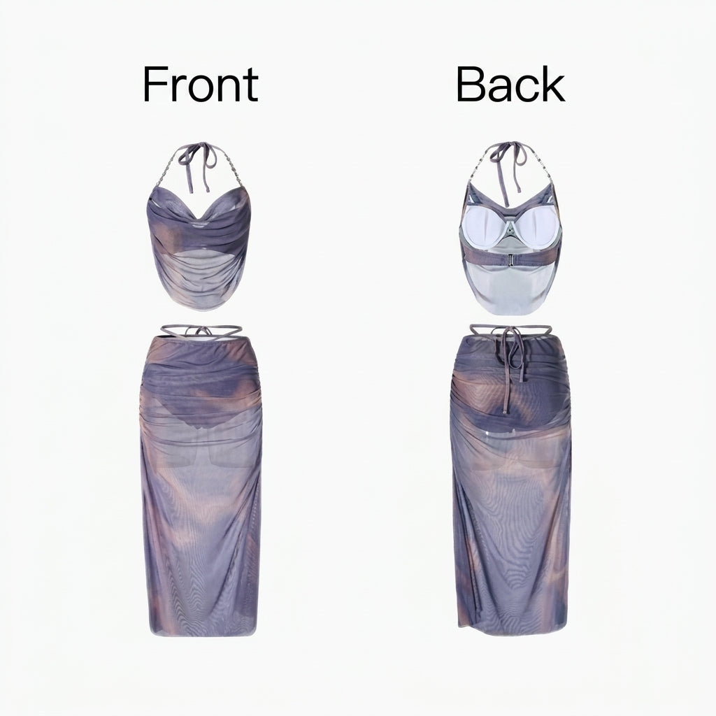 3-in-1 Satin Mesh Bikini Set — K-Fashion 🇰🇷