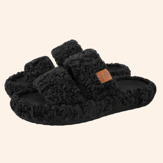 Fluffy Double-Strap Teddy Slippers